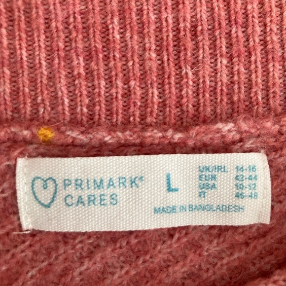 Pink Wool Blend Knit Sweater V Neck Oversized Boxy by Primark Cares Size Large - Picture 10 of 12